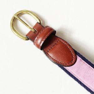 J. Press Pink Suede Leather Belt Navy accent